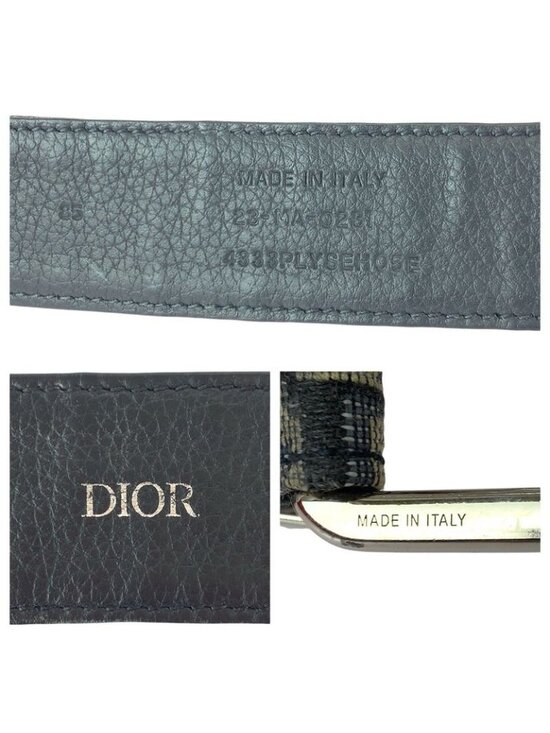 Dior Blue Jacquard Navy Silver Canvas Leather Belt